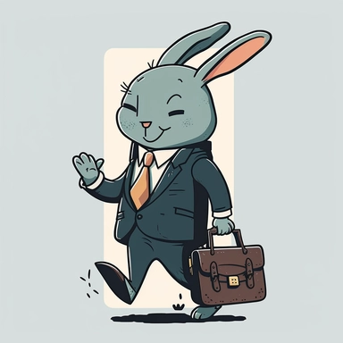 Happy rabbit with suit, tie and briefcase clipart