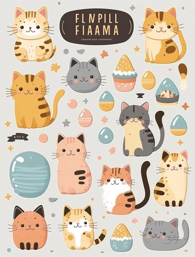 Funny cats clipart Cute cat clip art Kawaii kitten Kitty icons Pet illustrations Printable stickers Planner supplies Vector Commercial use