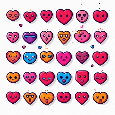 hearts emoticon clipart minimalistic digital style