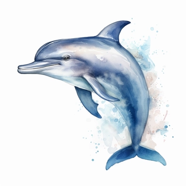 watercolor happy dolphin clipart, blue whale clipart , original hand drawing, style of the artwork, mood of the artwork, white background, 8K quality, ultra detailed , clipart, white background, High Quality, ultra detailed