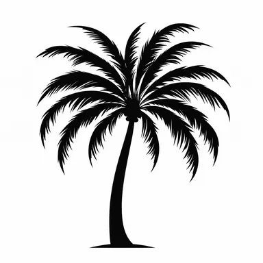 flat palm clipart black on white background