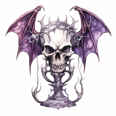 evil one chalice clipart, watercolor, dark colors purple, white background