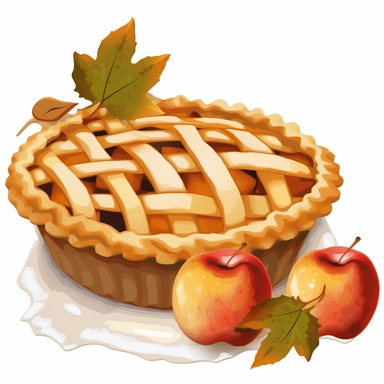 thanksgiving, apple pie, clipart, on white background