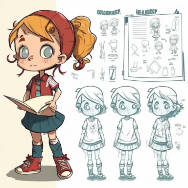 female child basic learning method, full body, cartoon, vector, sharp focus, super detailed, illustration, 16:9, v4, q2, 16k, High quality, clipart