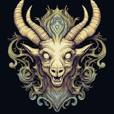 an antelope, crest, decaying, defined lines, creepy, clipart, in style of dan mumford,