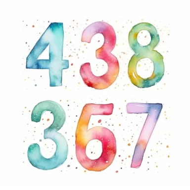 Watercolor NUMBERS:1,2,3,4,5,6,7,8,9,0: Clipart by Henry Rivers, light pastel colors, Sketch, simplicity,Transparent white background, png