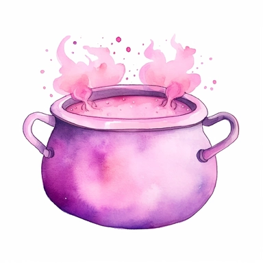 cute little Cauldron pink Watercolor Clipart
