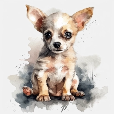 cute chihuahua puppie, watercolour, clipart