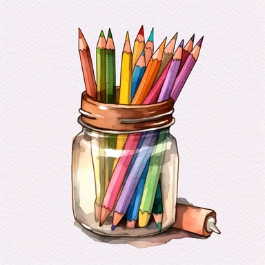 a single clipart image png graphic of a Realistic Painting Watercolor Clipart Cute School Pencil Case PNG Illustration