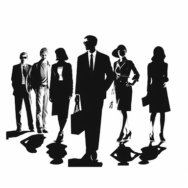 clip art of black and white outline people