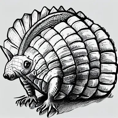 armadillo, easy to draw, black and white only, incredibly basic, clipart, clip art, no color, no shading, few lines, very simple