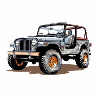 black jeep wrangler cj illustration clipart, white background