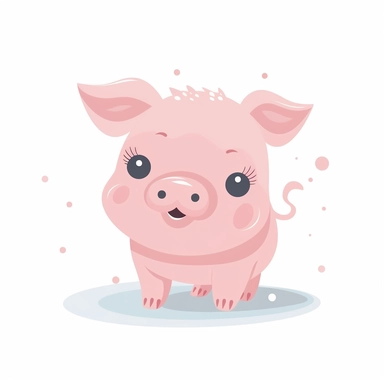 pig clipart, vector cartoon childish nursery illustration, flat illustration, pastel colors, white background, very low detail, ar 2:3