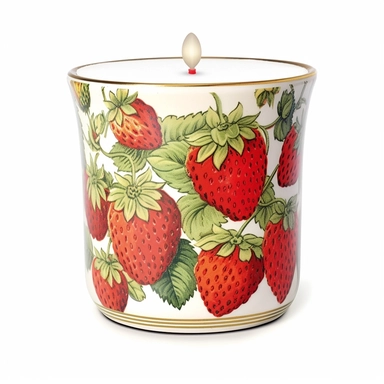 vintage style watercolor strawberry scented candle clipart, strawberry scented candle, strawberries, vibrant colors, 1960, vintage, watercolor, realistic drawing in storybook illustration, pencil drawing by Angela Barrett, Elsa Beskow, ultrafine detailed, highly detailed, high resolution, 8K, white background