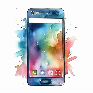 watercolor clipart of one single smart phone