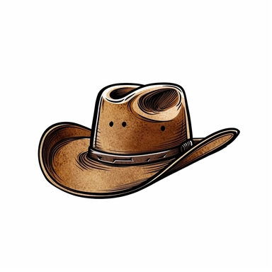 Vintage cowboy hat, clip art, multilayered, simple outline, white background