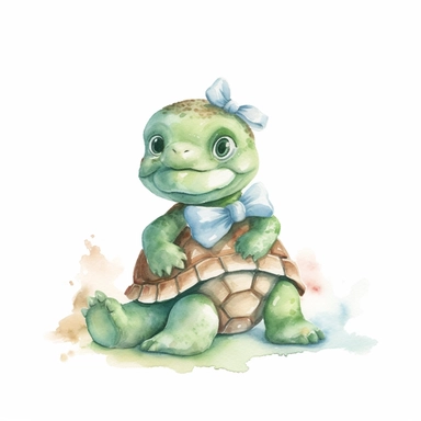 A charming watercolor turtel clipart bundle, showcasing an adorable turtel engrossed in playful activities. Against a clean white background, the watercolor painting depicts the cub's unbridled enjoyment and sense of fun. This cute baby animal clipart bundle infuses designs with a lively and joyful atmosphere, creating a delightful and engaging visual experience. /artistic_style:Watercolor painting /background:white /subject:playful /emotion:enjoyment, fun /atmosphere:playful and cheerful Differ