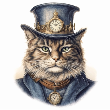 hyper-realistic Whiskers Through Time- Cats in History Clipart, watercolor for sublimination