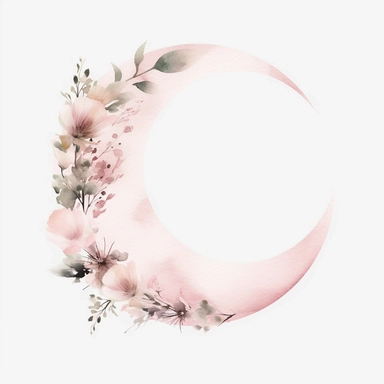 half a circle, minimal, pale pink watercolor flowers, wedding invite, clipart, white background, half circle