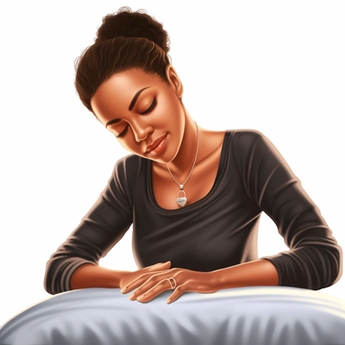 illustration clipart of latina african american woman laying on a massage table getting a massage, hyperrealistic, white background