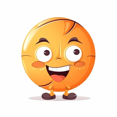 fantasy happy cute basketball player face, cartoon, clipart, mascot, isolated on white background