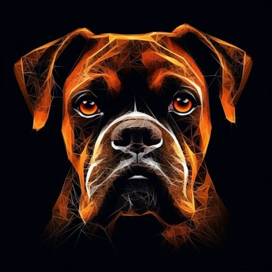boxer dog, light painting, ultra detailed, clipart design graphic, vector, contour, 32k,