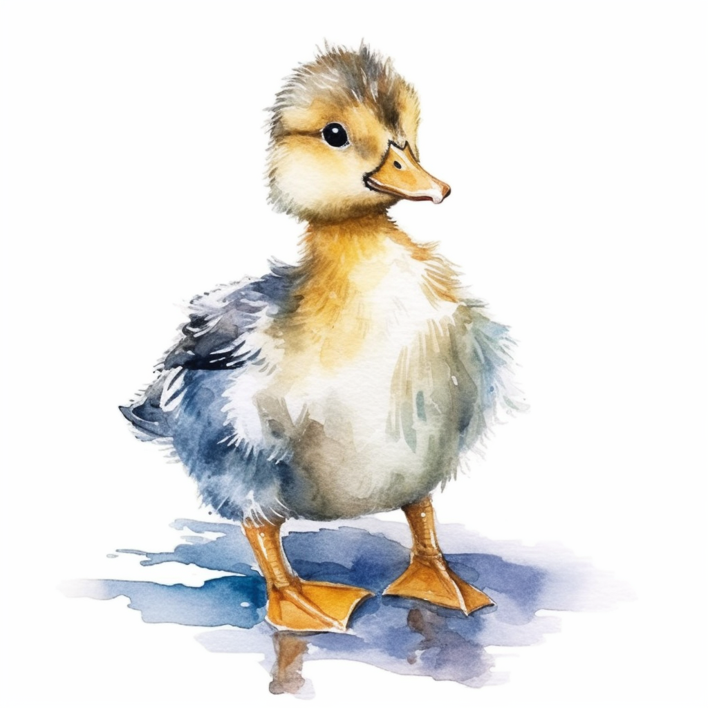 an adorable Duck in the style of watercolour clipart with detailed ...