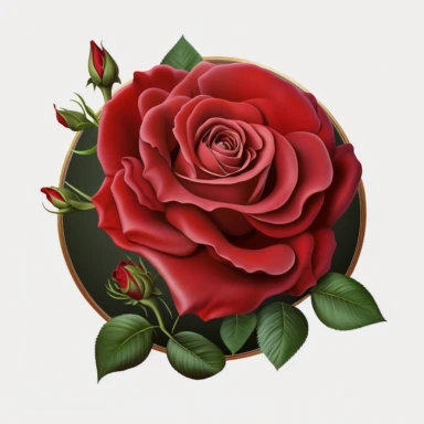Watercolor red rose clipart red rose on transparent background. no text. lifelike. 4k. 8k. the rose has no leaves on the thorns. hyper realistic, red rose circle ribbon, no background. no shadows