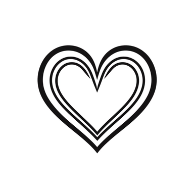 Mininalist simple basic single line heart outline silhouette SVG Clipart, black and white, isolated on white background