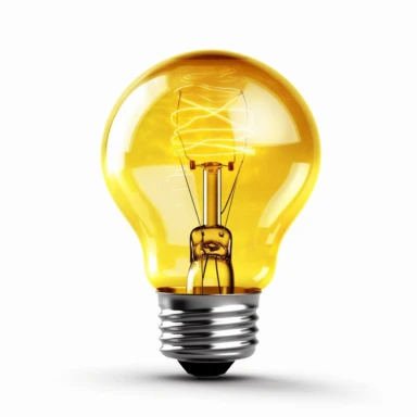 yellow light bulb, clip art, white background