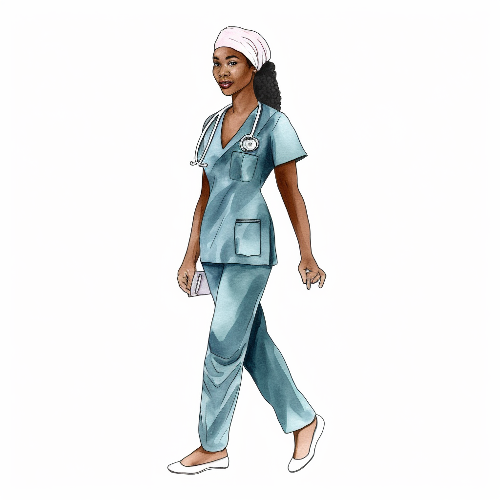 single black woman nurse watercolor clipart. Full body - Clip Art Library