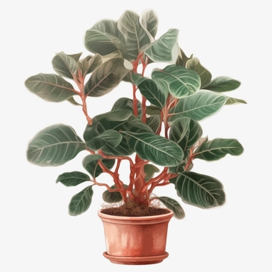 Clipart, vector, potted plant, with transparent background