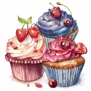 An intricately detailed watercolor clipart illustration displaying an ultra-realistic [specific design idea, like  cupcakes decorated for Valentine's Day  ], isolated on a white background, in the style of ultra-detailed watercolor clipart illustrations, HDR watercolor clipart illustrations, 32K watercolor clipart illustrations, hyperrealistic watercolor clipart illustrations, ultra-intricate watercolor clipart illustrations, high-resolution watercolor clipart illustrations, high-definition wate