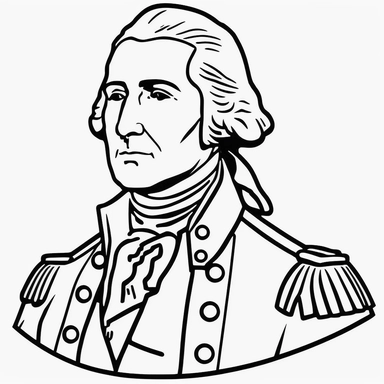 simplified lineart vector outline of george washington, clipart style, svg cut file
