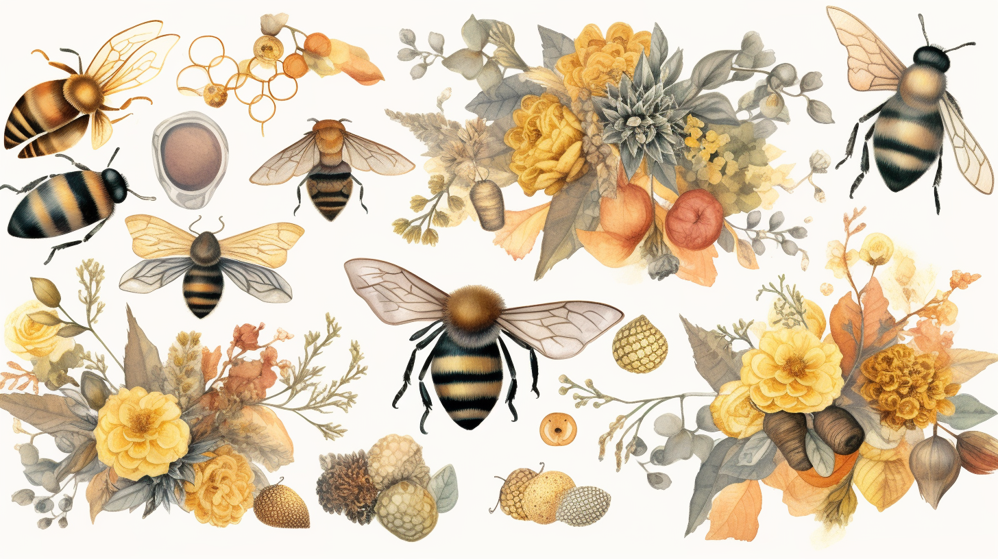 beehive cliparts flowers