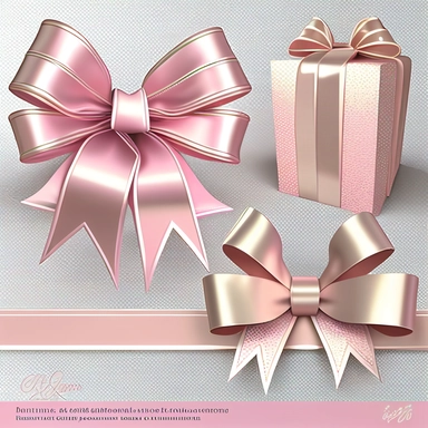 Pink Glam Ribbons and Bows Clipart - cute Christmas or birthday present gift png clip art graphics