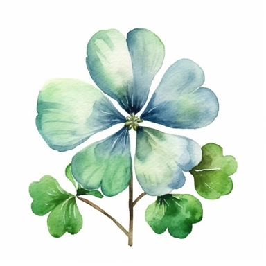 Watercolor single Clover Clipart