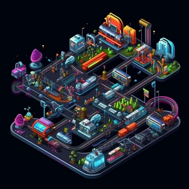 isometric, spritesheet, game assets, futuristic hover train tracks, isometric perspective, game sprite, sci-fi, cute, fun, creative, cartoon, clipart, hyper-detailed, black background
