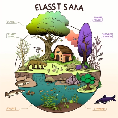 ecosystem drawing for kids class 3 in clipart style