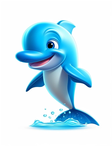 cute daulphin character , vector, png, clipart, 3D, poster art, white background,