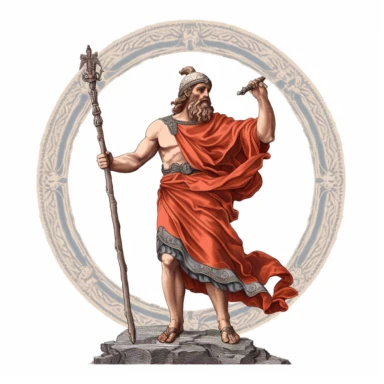 1 image of a greek mythological figure, vintage style, white background, clipart