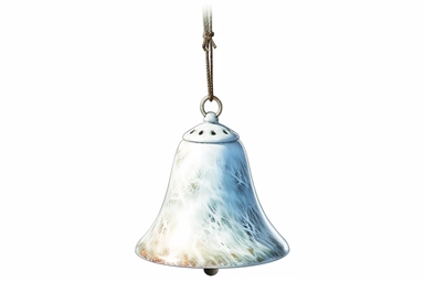 Clip art of ice Japanese Wind Bell, simple, white background, Beautiful margins, large margins, by Helen Beatrix Potter, easy to crop image, Natural light, 4k, HDR