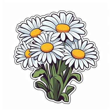 wildflower daisy clipart sticker cartoon white border die cut flat design