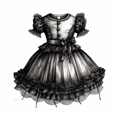 vintage gothic baby dress, victorian, dark fantasy, clipart, white background