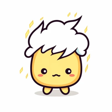 a kawaii lightning clipart, white background