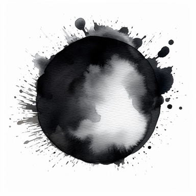 black watercolor circle clipart, contemporary, Wet on Wet, Blooming, Graded Wash, Dry Brush, Pull in Colour, black and white, solid white background, blank white background, high resolution, no text fonts letters watermark words typography slogans signature logos