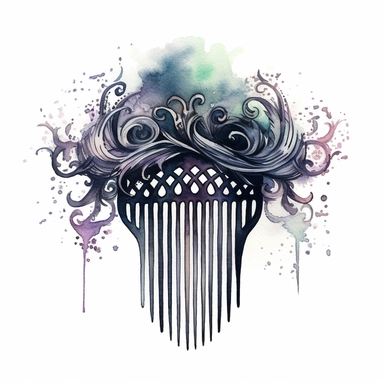 Watercolor Gothic Antique Clipart hair comb
