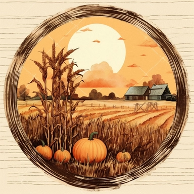 clipart of a harvest moon, white background, clipart, vintage style--q2--s1000