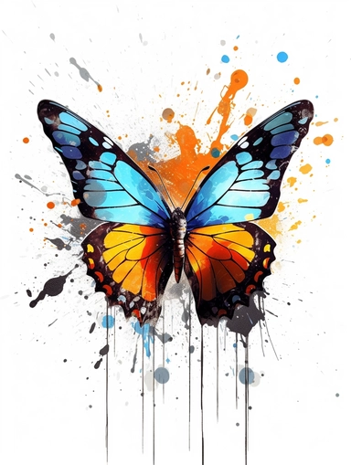 one butterfly colorful on a white background, in the style of florian nicolle, realistic clipart, serge marshennikov, orange, fantastical creatures, sky-blue and maroon, conceptual painting, no watermark, text,,professional lighting,cinematic lighting, long shadows, saturated contrast, hyperdetailed,32k,v--5.0