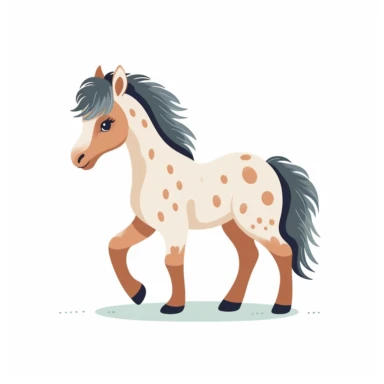 a baby horse clipart with illustration, full body shot ,8k, style of Bohemian, style of Anna Süßbauer and Jon Klassen,vector, Vector, white background,Solid Background, Sharpness and clarity, masterpiece, trending on Artstation and Dribbble.